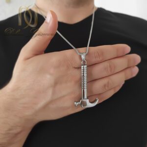 گردنبند چکش مردانه استیل نقره ای