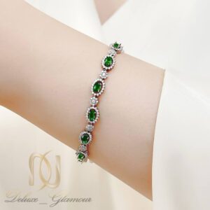 دستبند نقره زنانه نگین سبز