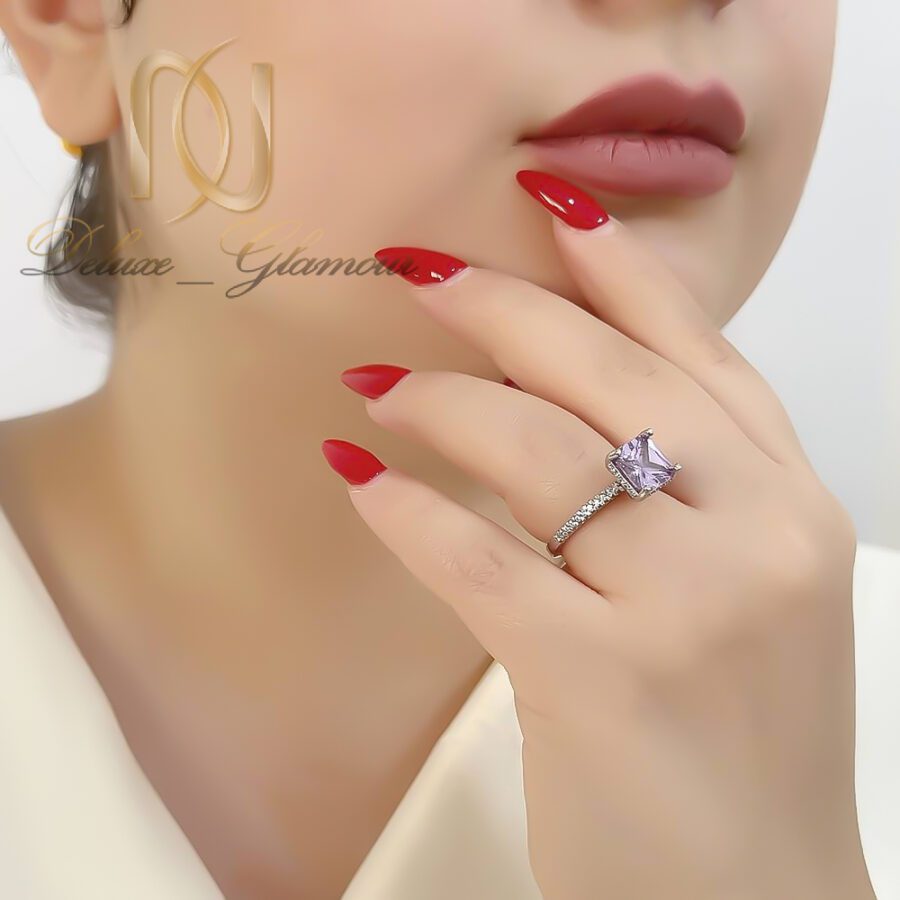 انگشتر نقره زنانه تک نگین نگین یاسی