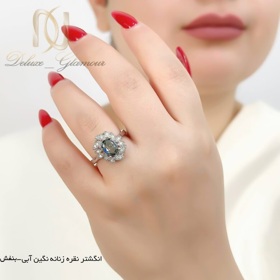 انگشتر نقره زنانه جواهری آبی بنفش