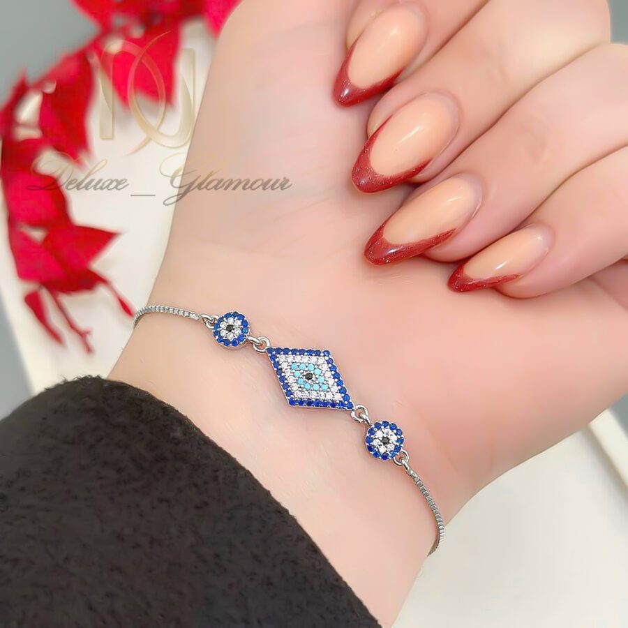 عکس دستبند نقره دخترانه چشم نظر لوزی