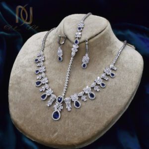 سرویس نقره زنانه مدل اشک و گل جواهری