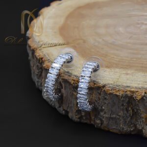گوشواره حلقه ای استیل جواهری نگین دار