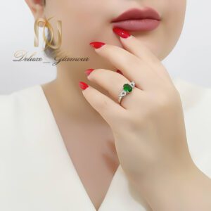 انگشتر نقره زنانه مدل بال فرشته ri-n252 نگین سبز