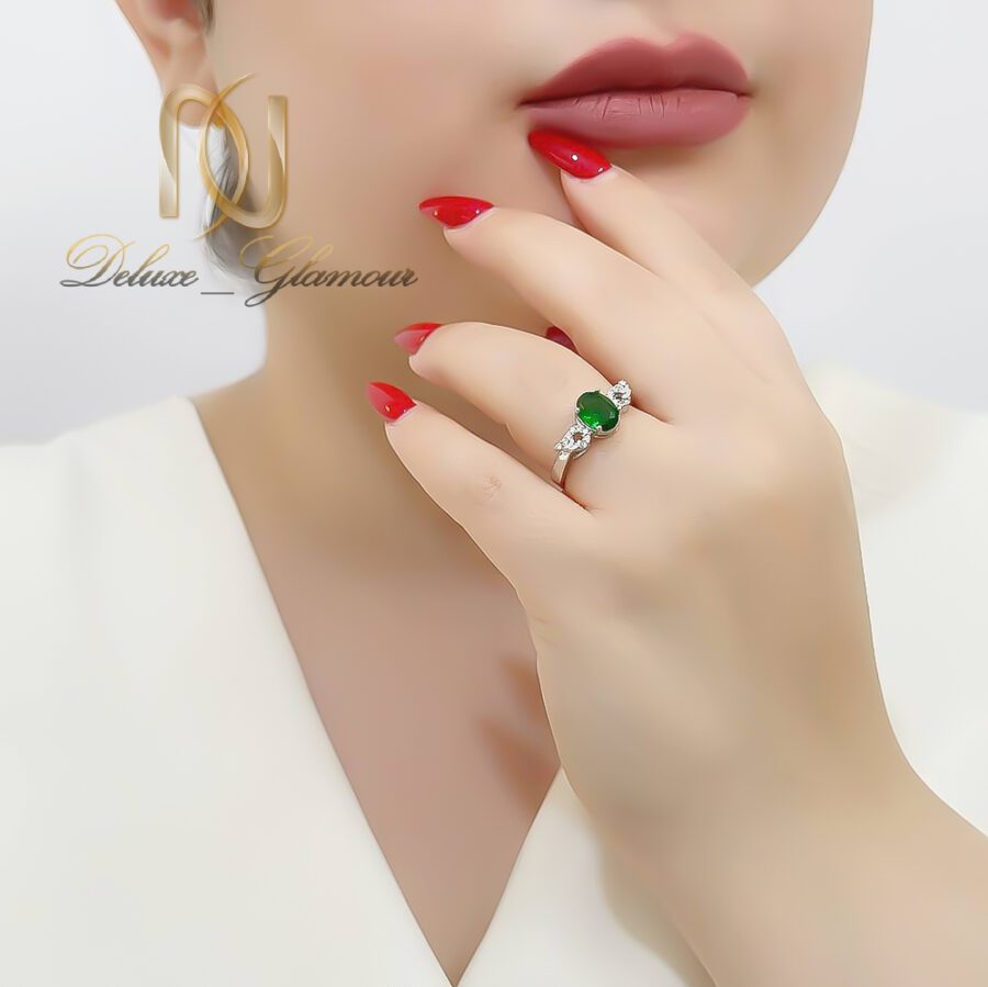 انگشتر نقره زنانه مدل بال فرشته ri-n252 نگین سبز