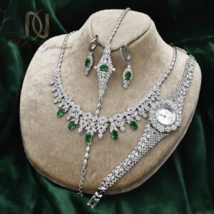 سرویس و ساعت نقره زنانه نگین دار