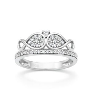 انگشتر نقره دخترانه مدل تاج