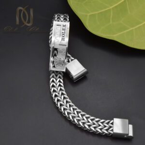 دستبند مردانه استیل رولکس نقره ای
