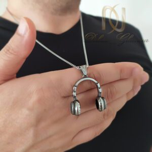گردنبند هدفون استیل با رنگ نقره ای