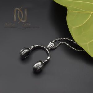 گردنبند استیل هدفون سیاه قلم