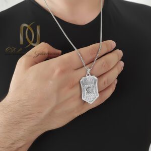 گردنبند ورساچه مردانه استیل نقره ای