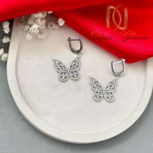 گوشواره نقره پروانه نگین دار