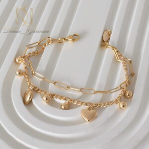 دستبند زنانه ژوپینگ آویزدار قلب و گوی