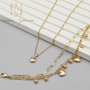 ست دستبند و گردنبند زنانه ژوپینگ طرح قلب
