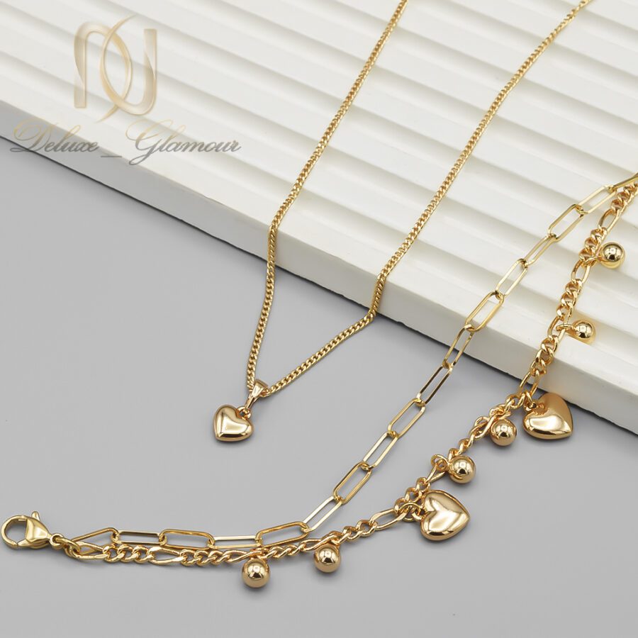 ست دستبند و گردنبند زنانه ژوپینگ طرح قلب