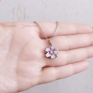 گردنبند زنانه استیل مدل گل رنگ ثابت