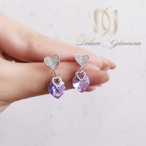 گوشواره ژوپینگ قلب نگین سواروسکی میخی