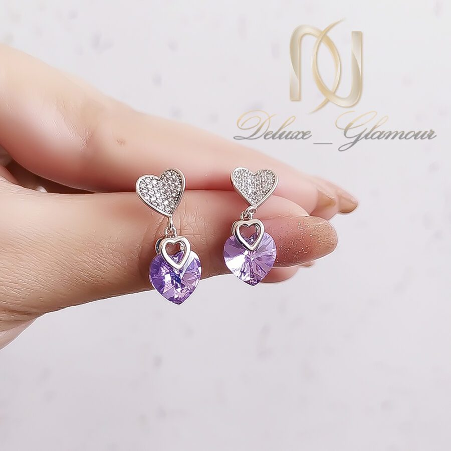 گوشواره ژوپینگ قلب نگین سواروسکی میخی