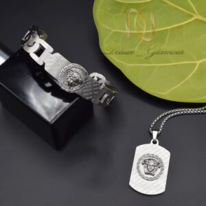 ست مردانه ورساچه استیل نقره ای
