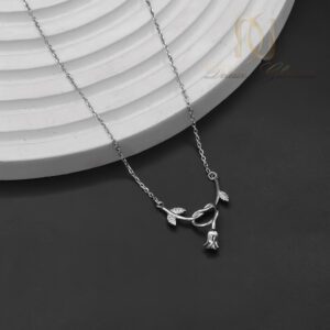 گردنبند نقره زنانه مدل گل رز