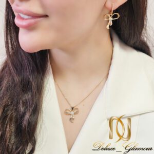 نیم ست نقره زنانه پاپیون طلایی