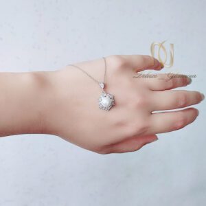 گردنبند نقره مروارید و نگین سفید