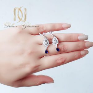 گوشواره نقره زنانه اشک و فلاور نگین دار