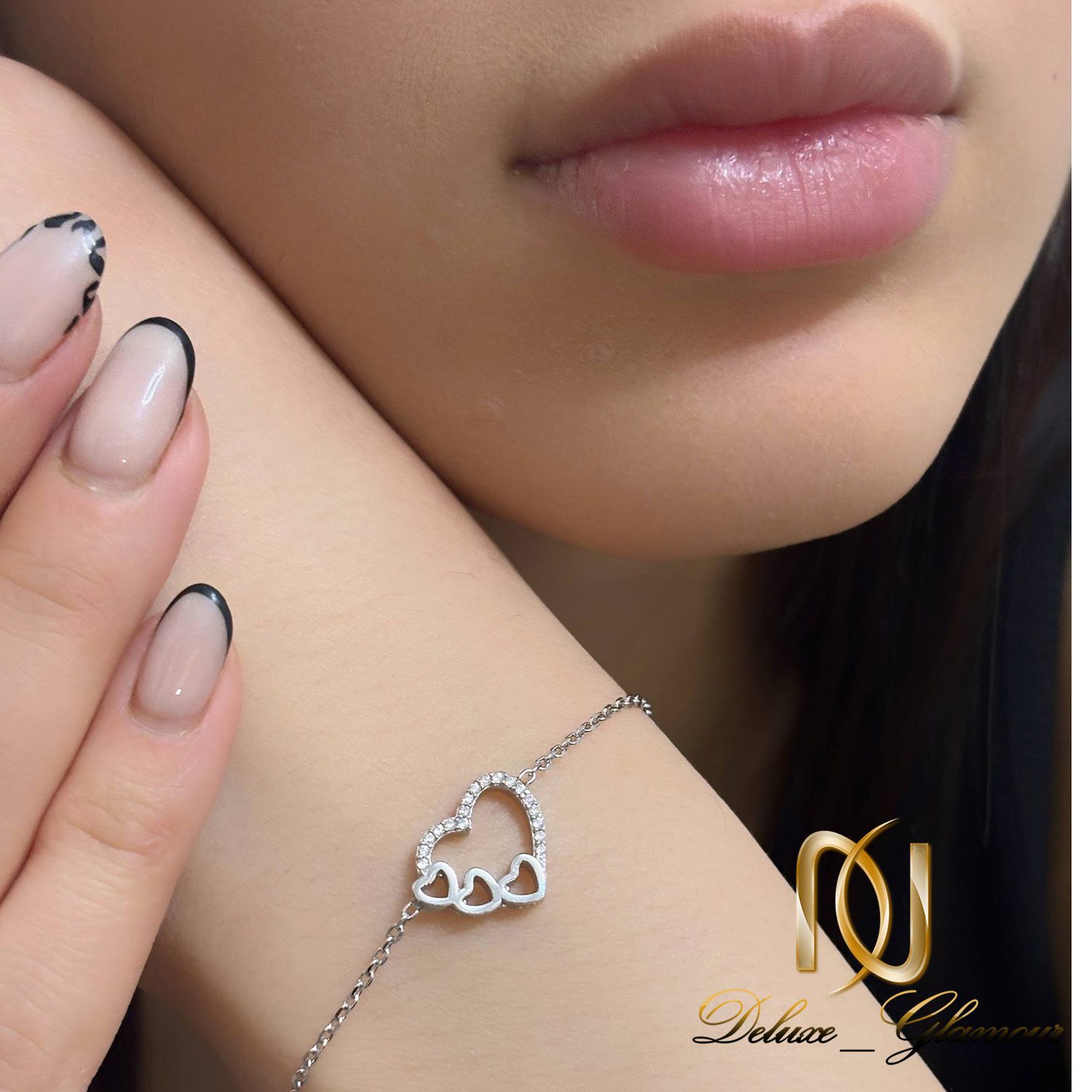 دستبند نقره دخترانه مدل قلب