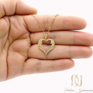 گردنبند نقره زنانه مدل قلب آتشین نگین سفید