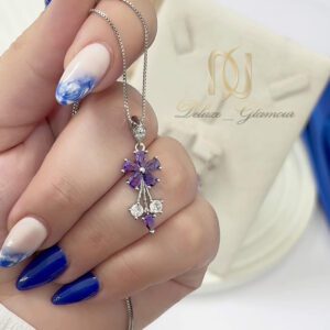 گردنبند نقره گل بنفش