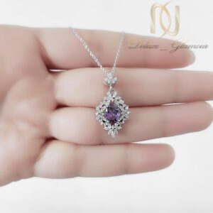 گردنبند نقره زنانه لوزی نگین دار