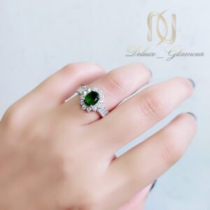 رانگشتر نقره زنانه نگین سبز جواهری
