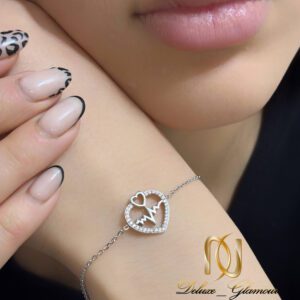 دستبند نقره دخترانه طرح ضربان قلب