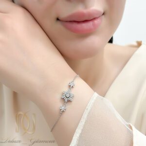 دستبند نقره دخترانه مدل گل و برف ظریف