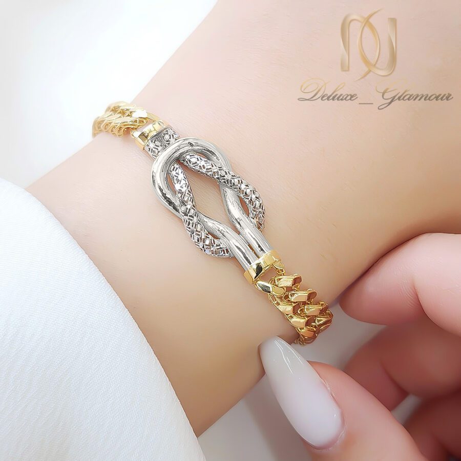 دستبند نقره زنانه گره عشق دو رنگ