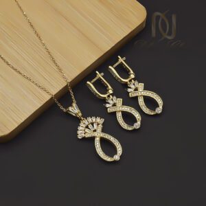 نیم ست نقره دخترانه بی نهایت و تاج نگین دار