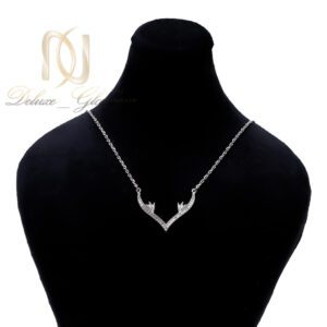 گردنبند نقره زنانه نگین دار جناقی