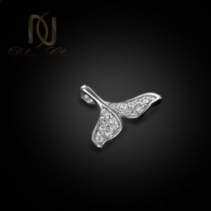 گردنبند نقره زنانه مدل دم نهنگ وال نگین دار