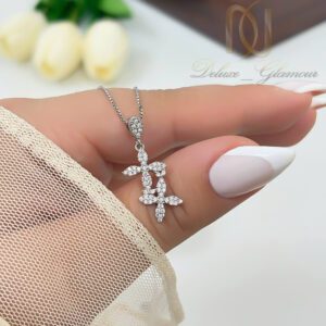 گردنبند نقره زنانه مدل گل نگین دار