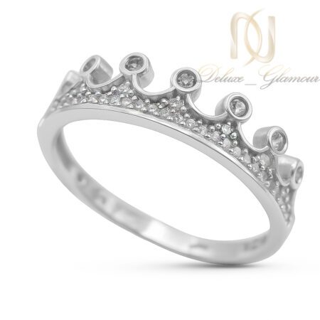 انگشت نقره دخترانه مدل تاج ظریف