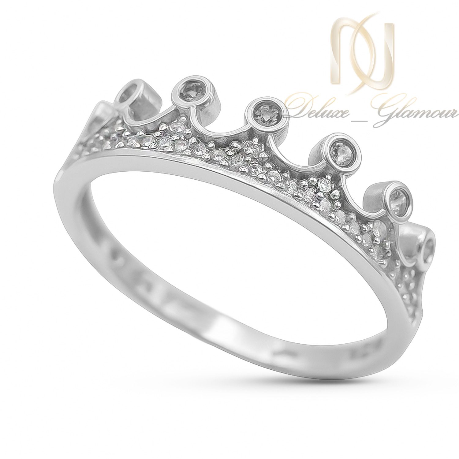 انگشت نقره دخترانه مدل تاج ظریف