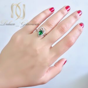 انگشتر نقره زنانه اشکی سبز
