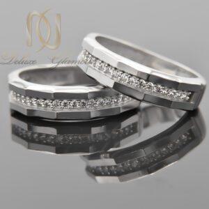 حلقه ست نقره ازدواج دور نگین طرح طلا