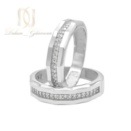 حلقه ست نقره ازدواج دور نگین