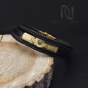 دستبند مردانه چرمی رولکس سه ردیفه