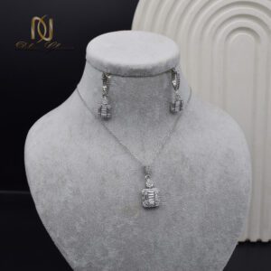 نیم ست نقره زنانه امرالدکات نگین سفید