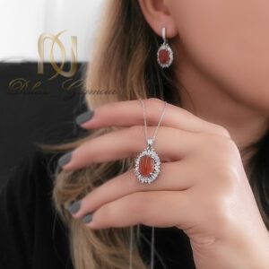 نیم ست نقره زنانه سنگ عقیق قرمز