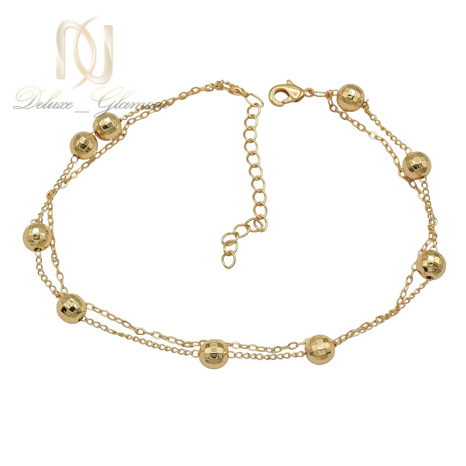 پابند استیل زنانه گوی دار طلایی