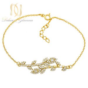 دستبند نقره زنانه مدل شاخه طلایی