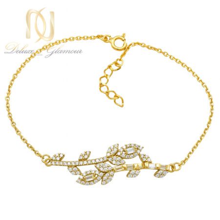 دستبند نقره زنانه مدل شاخه طلایی